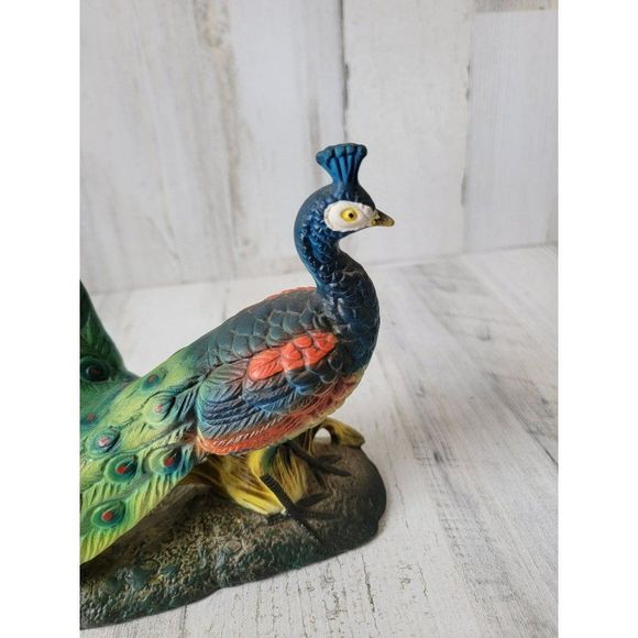 Peacock bird ceramic AS IS zoo rainbow home‎ decor figure - Picture 4 of 9